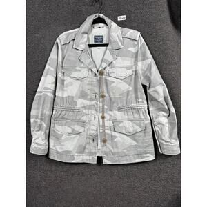 Abercrombie & Fitch Jacket Womens Large Gray Camo Field Utility Military Cotton